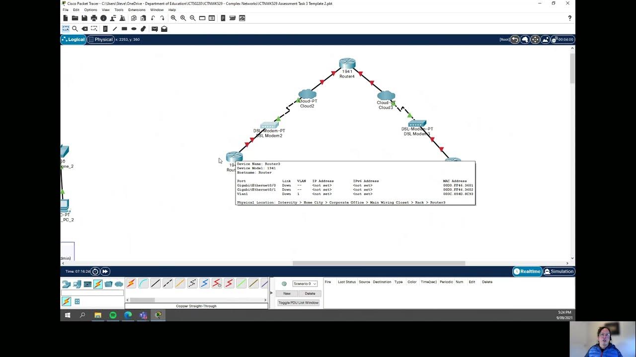 Configuring the DSL Modem and WAN Emulation Cloud in Packet Tracer