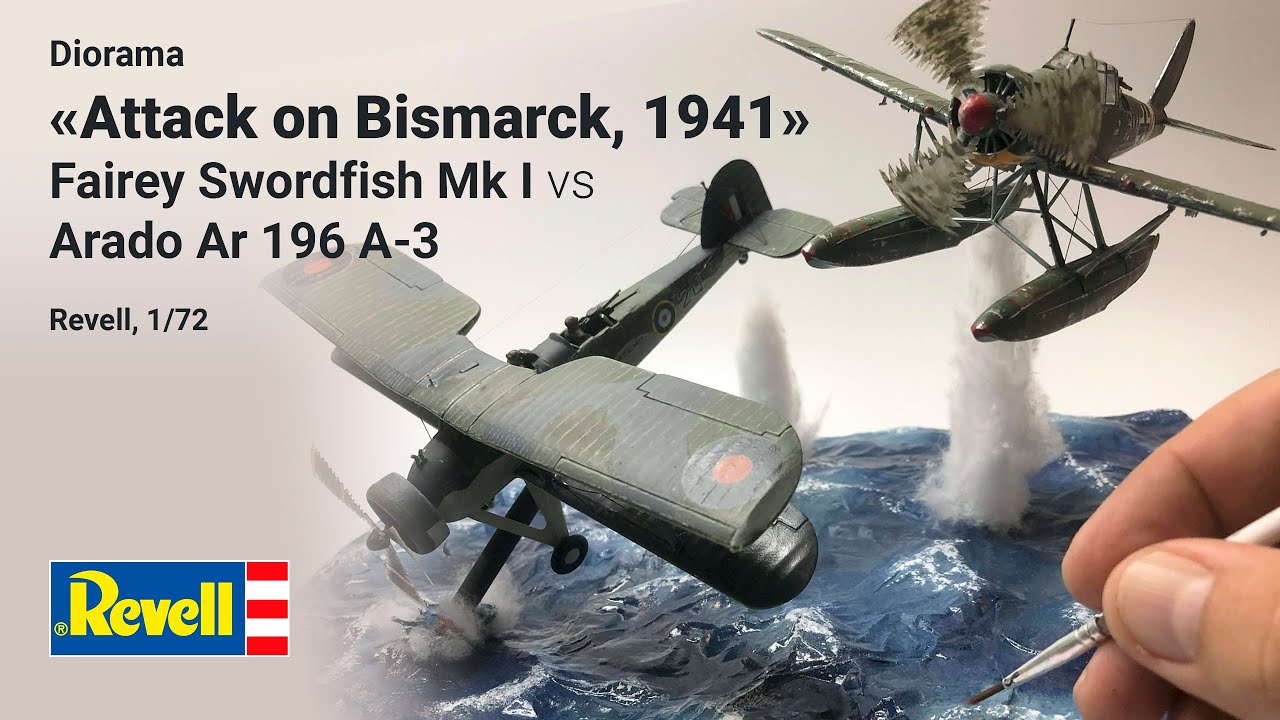 Diorama«Attack on Bismarck, 1941»Fairey Swordfish Mk I vs Arado Ar 196
