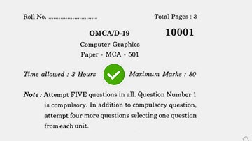 2019 KUK MCA 5th Sem Computer Graphics Question Paper