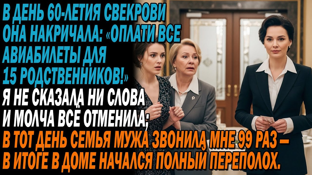 🎂На 60-летие свекровь закричала: 💥«Верни билеты 15 родне!» Я всё отменила — 📞99 звонков за день