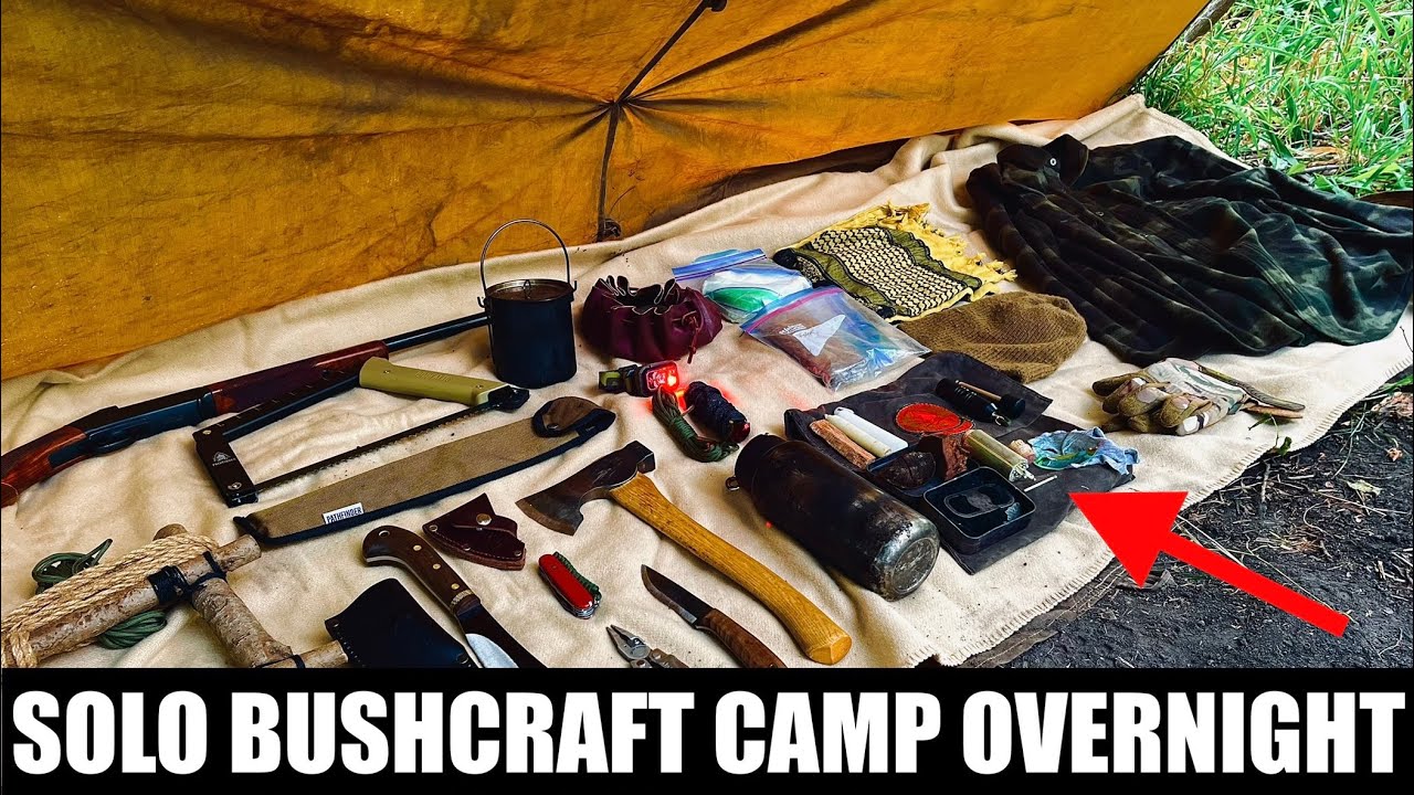 Solo Survival Bushcraft Camping Overnight! Bushcraft Kit and Gear! 