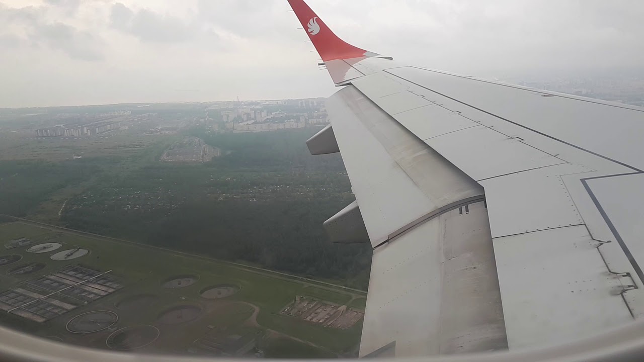 Great landing in saint petersburg airport pulkovo by embraer 190 buta