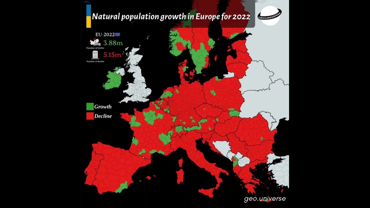 Natural Population growth in regions of Europe! 