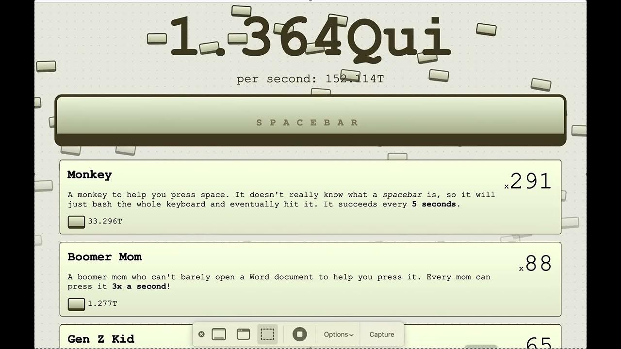 Spacebar clicker world record 1 36 quintillion youtube