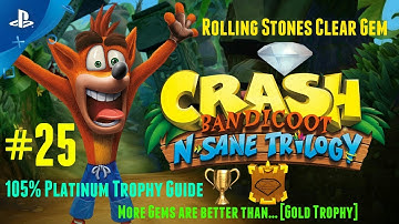 Crash Bandicoot Rolling Stones Clear Gem,13 Gems [Gold Trophy] (PS4)