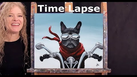 TIME LAPSE - Learn How to Paint "CRUISING CANINE" with Acrylic Paint- Step by Step Video Tutorial
