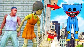 Franklin and Shinchan & Pinchan play HIDE AND KILL with Squid Game Doll In GTA 5