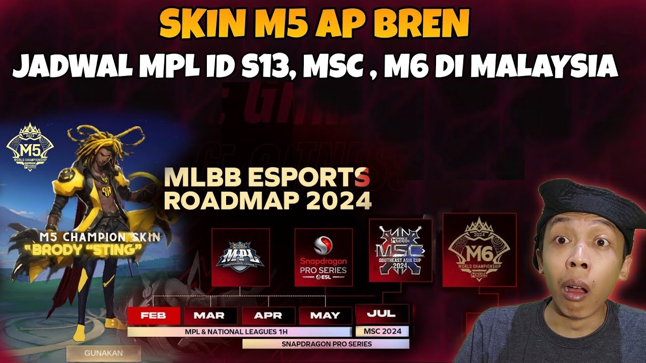 SKIN M5 AP BREN !! JADWAL MPL , MSC , M6 DI MALAYSIA ! ROADMAP MLBB 2024