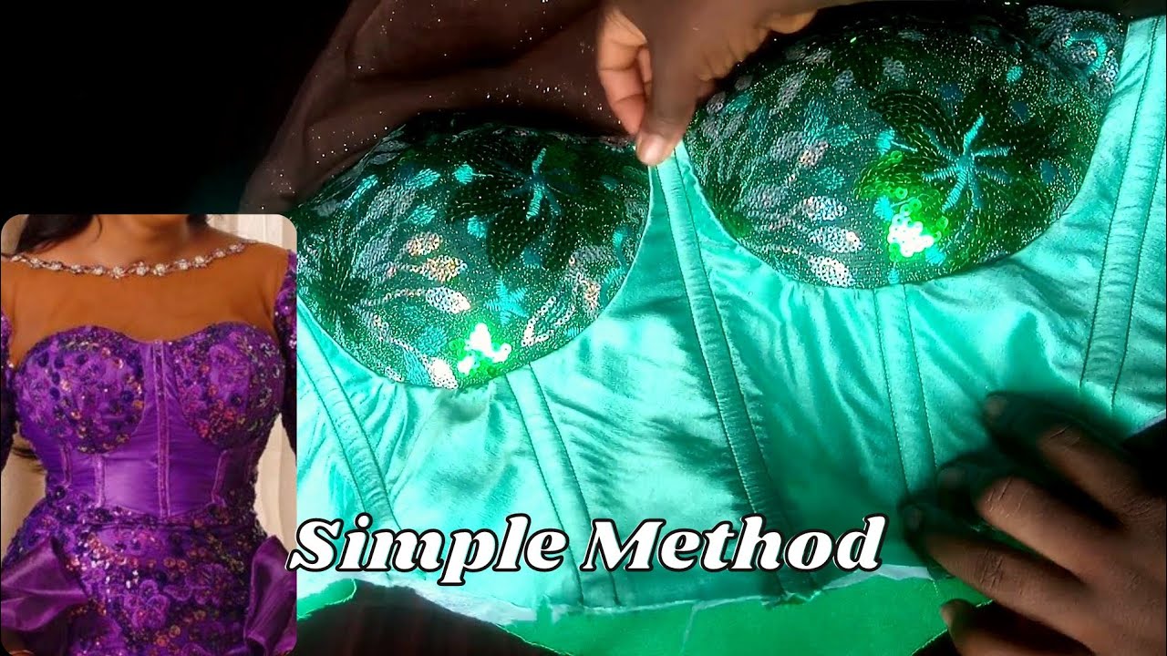 BRA CUPS: How to Fix and Sew Bra cups to a Bustier Blouse/ Dress. #Bra_Cups  