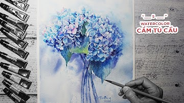 #7 Watercolor | Hướng dẫn vẽ hoa Cẩm Tú Cầu  | Tutorial Mission hydrangea watercolor