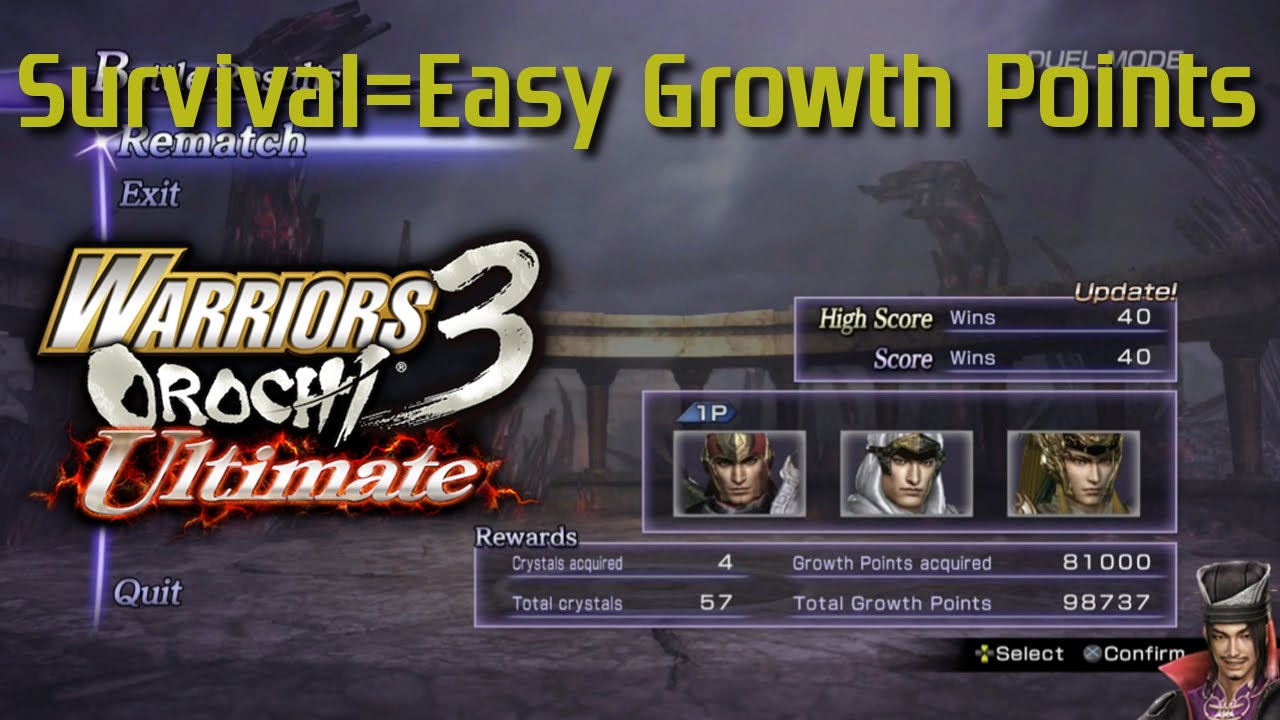 Warriors Orochi 3 Ultimate Survival Mode Getting Easy Growth Points Survival Mode Survival Warrior