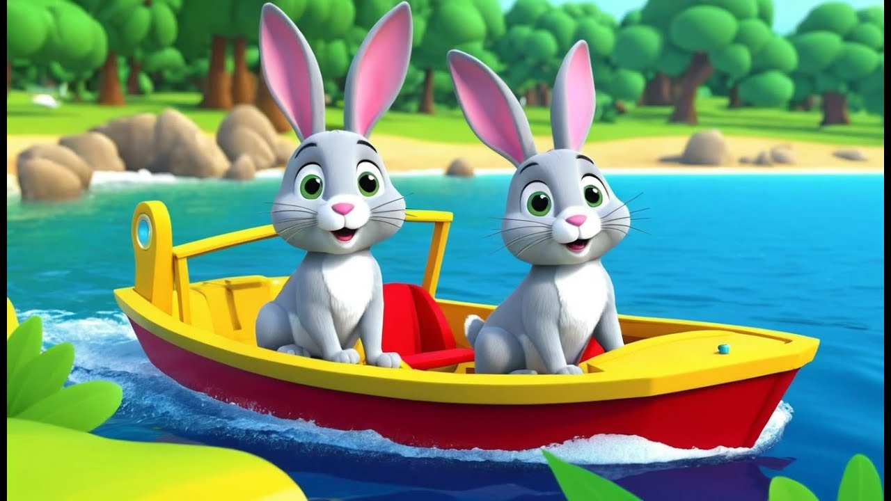 Baby Boat Floats a Family of Bunnies | Fun and Cute Kids Nursery Rhyme Animation