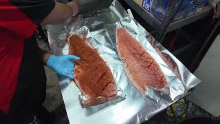 Smoked Atlantic Salmon on the LSG 20x42 Pellet Cooker For a Catering Event - SDSBBQ
