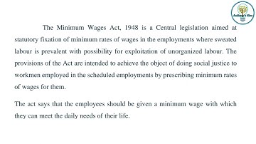The Minimum Wages Act 1948