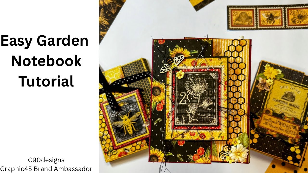 Easy Garden Notebook with Tags, Ribbon & Stencil/ Full Craft Tutorial Graphic 45