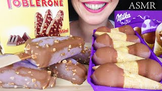 MILKA & TOBLERONE CHOCOLATE MINI ICE CREAM TREATS 🍦 | No Talking | ASMR Mukbang  - 먹방 screenshot 1