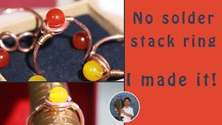 How to make No solder stack ring? Copper and Jade bead join together looks very nice, I made it!
