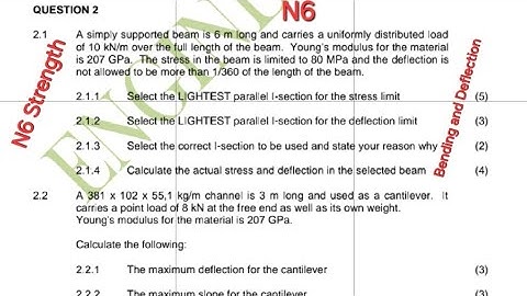 Bending and Deflection N6 Strength of Materials & Structures | Past Exam Questions & Solutions