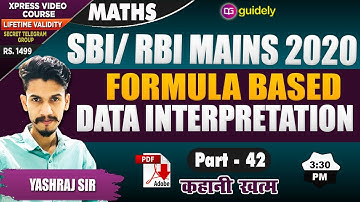 Formula Based Data Interpretation | Part 42 | Yashraj Sir | SBI/ RBI Mains