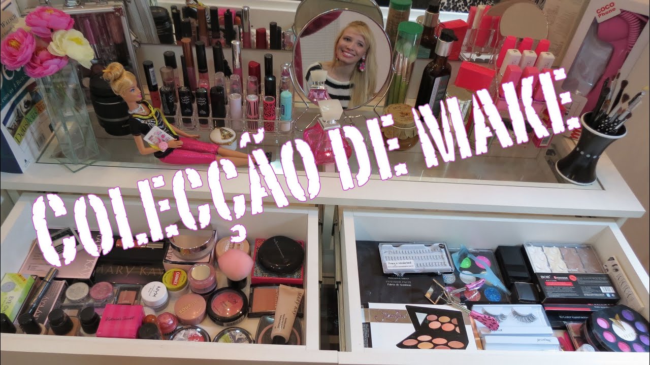 Coleção de Make +minha penteadeira + como eu organizo!