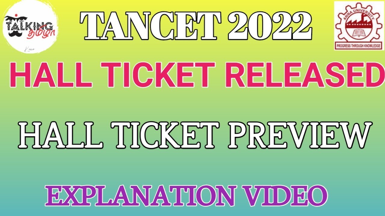 TANCET 2022 || HALL TICKET PREVIEW 2022 || EXPLANATION VIDEO || ADMIT CARD 2022 || 