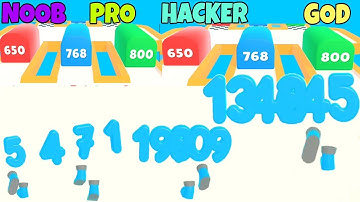 NOOB VS PRO VS HACKER VS GOD : Number Race 3D All levels @playgame24dia
