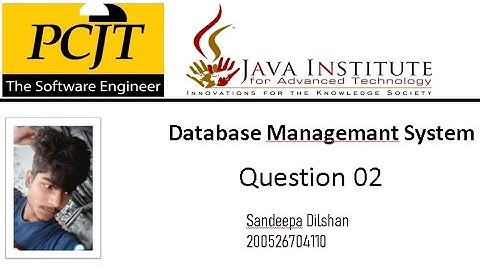 Database Management System (Question 02)  java institute