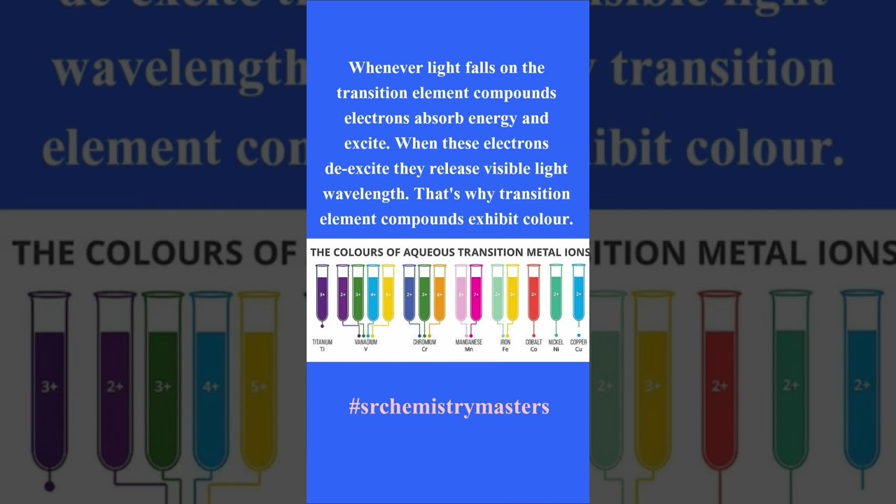 why does d-block elements exhibit colour properties ? ‎@SR chemistry masters  
