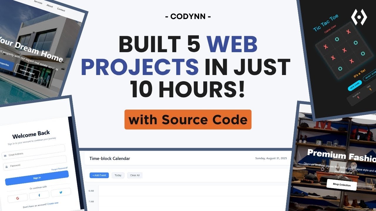 Build 5 Amazing HTML, CSS & JavaScript Projects | Beginner to Advanced Web Development Course (2025)