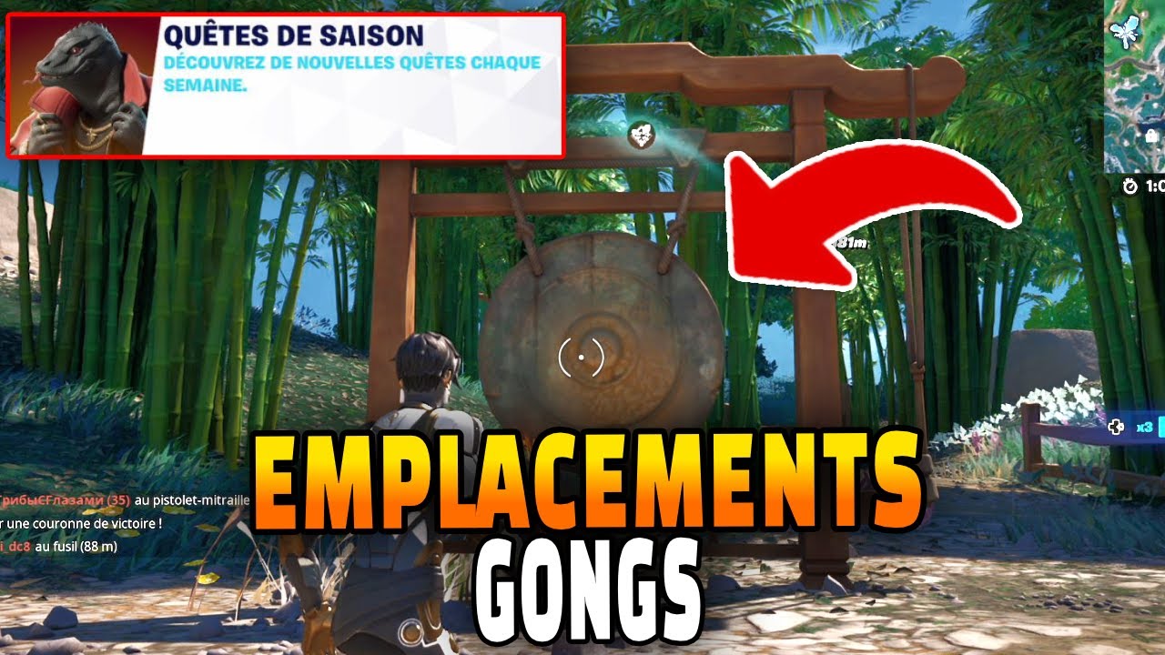 SONNER DES GONGS DIFFERENTS SUR FORTNITE Emplacements Gong YouTube