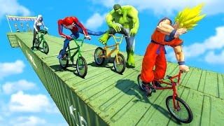 EXTREME RACES SuperHeroes Funny Bicycle Challenge w/ Spiderman, Superman, Hulk 139