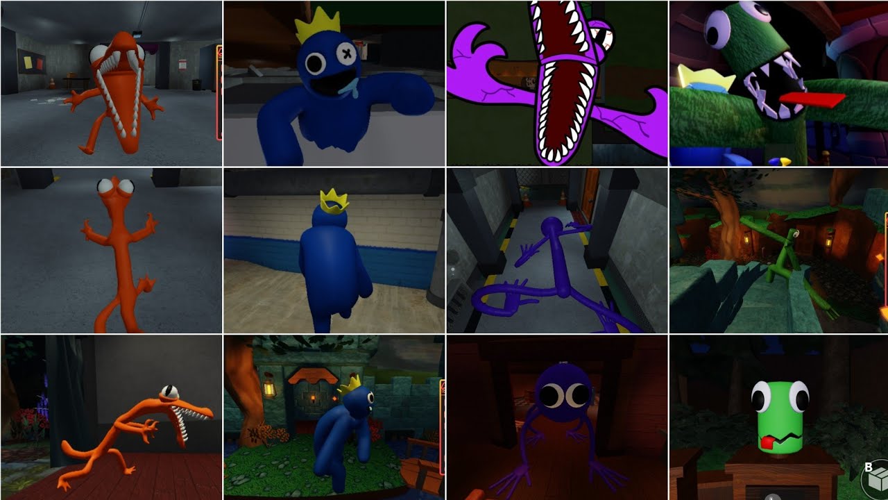 RAINBOW FRIENDS 2 ALL NEW JUMPSCARES VS OLDJUMPSCARES | CYAN, YELLOW, BLUE, PURPLE, GREE