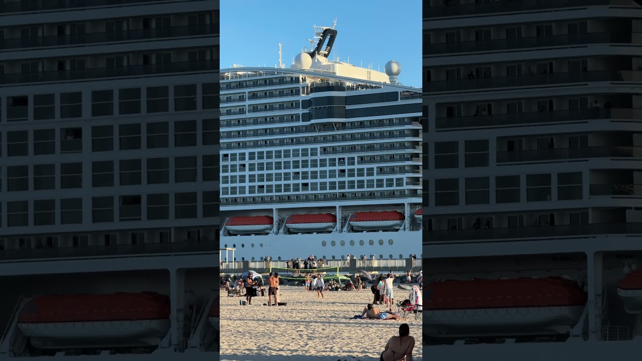 Imagine lying on this beach and this passes right next to you! #mscworldamerica