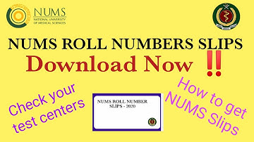 NUMS Roll Number Slips | Download Now | NUMS Entry Test 2020 (Education and Happiness)