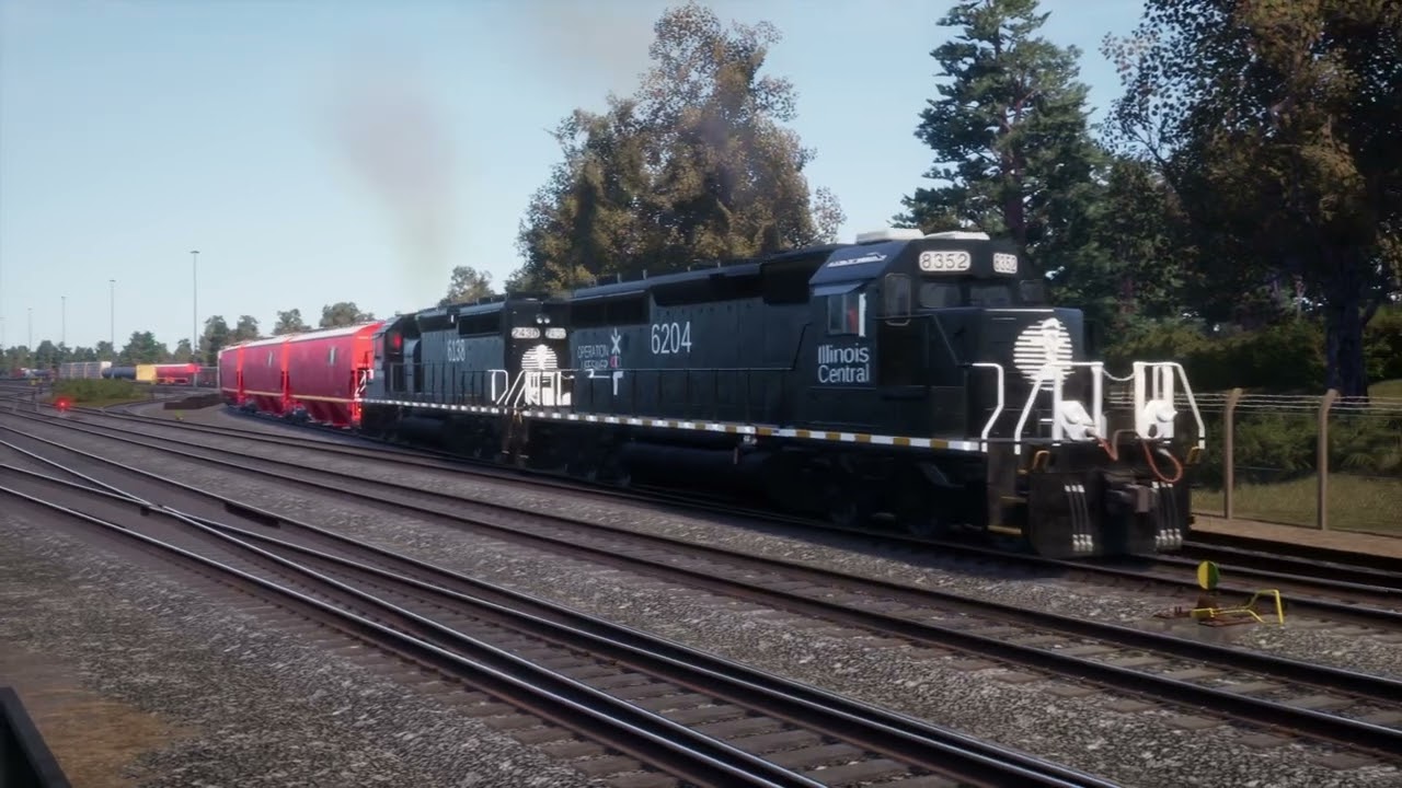 Illinois Central Diesels leads the train in Hamilton