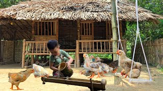 Cu Bon takes care of the chicks. Mom plants more vegetables and flowers