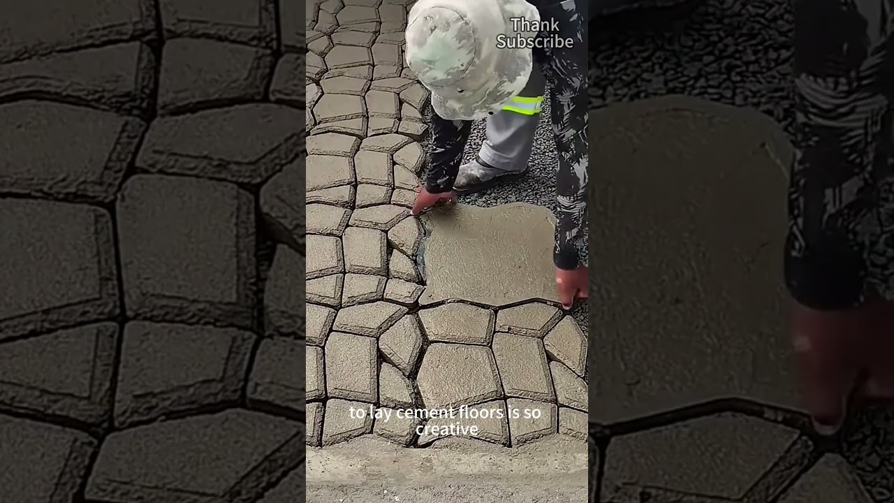 Рабочие очень изобретательны в использовании специальных форм для укладки цементных полов.