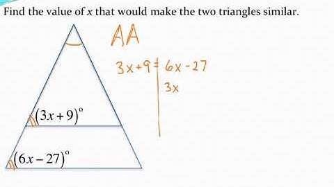 Finding a value of x that makes two triangles similar with AA~