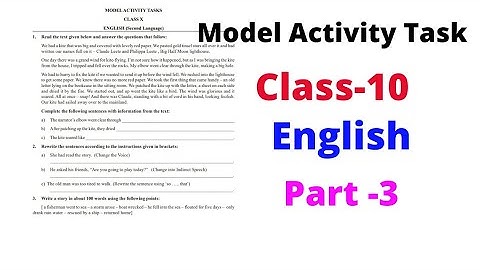 Model Activity Task // Class -10 // English Part-3