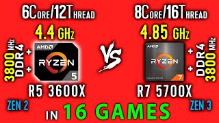Ryzen 5 3600x OC vs Ryzen 7 5700x OC Test in 16 Games or R7 5800X vs R5 3600x