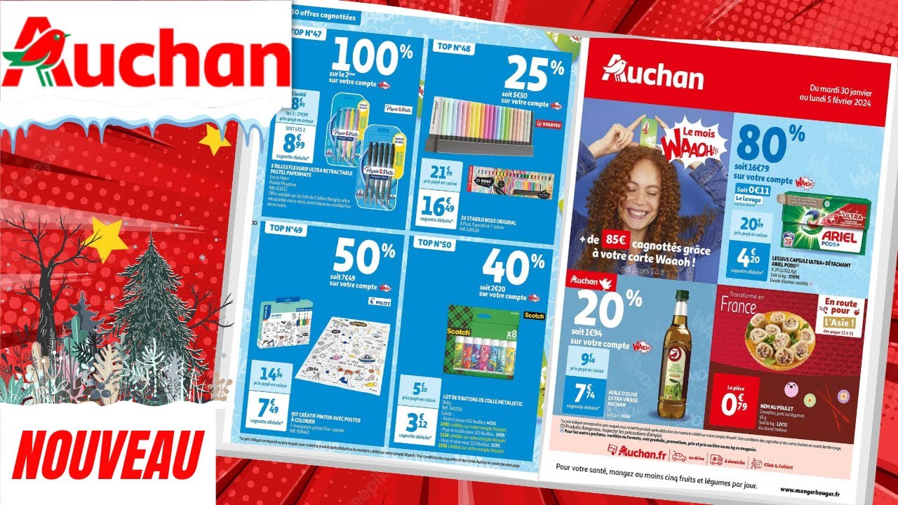 Page De Garde Auchan catalogue AUCHAN du 30 janvier au 5 février 2024 🔴 JUSQU'À -80%