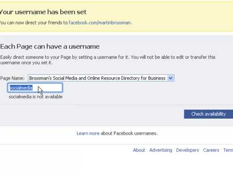 How to create a Facebook User name for my Business...