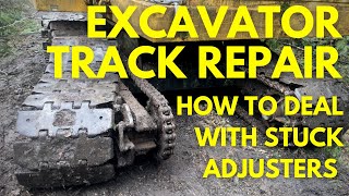 John Deere excavator track repair – thrown track!