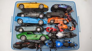 Box Full of Diecast Model Cars & Bikes, Lamborghini, Ferrari, Suzuki, Yamaha R1, Sport Car #4