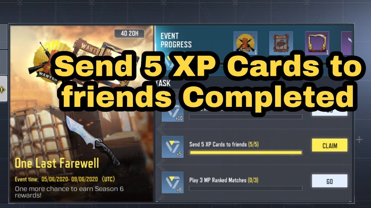 Cod Mission Card Send 5 XP Cards to friends | One Last Farewell Mission Call of Duty ...