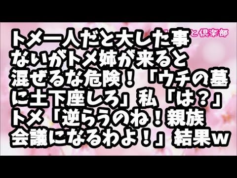 【スカッとする話】トメ一人だと大した事はされないがトメ姉が来ると混ぜるな危険！「ウチの墓に土下座しろ」私「は？」トメ「逆らうのね…親族会議になるわよ！」で、集められた親族はｗ