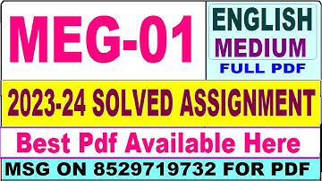 MEG 01 solved assignment 2023-24 || meg 01 solved assignment 2024 || ignou meg01 2023-24