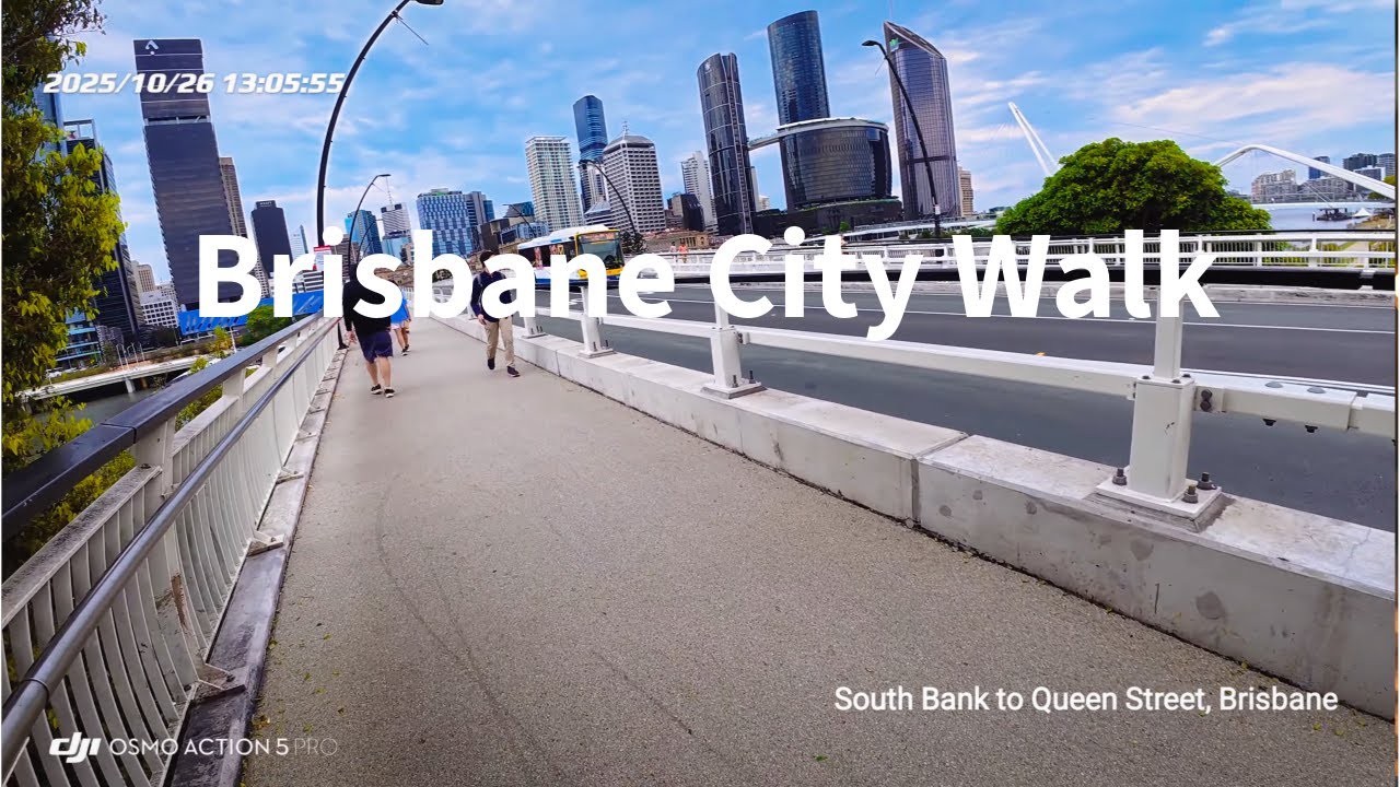 Brisbane Walking Tour | South Bank Ferry Terminal to Queen Street (4K) | Cloudy Day River Walk