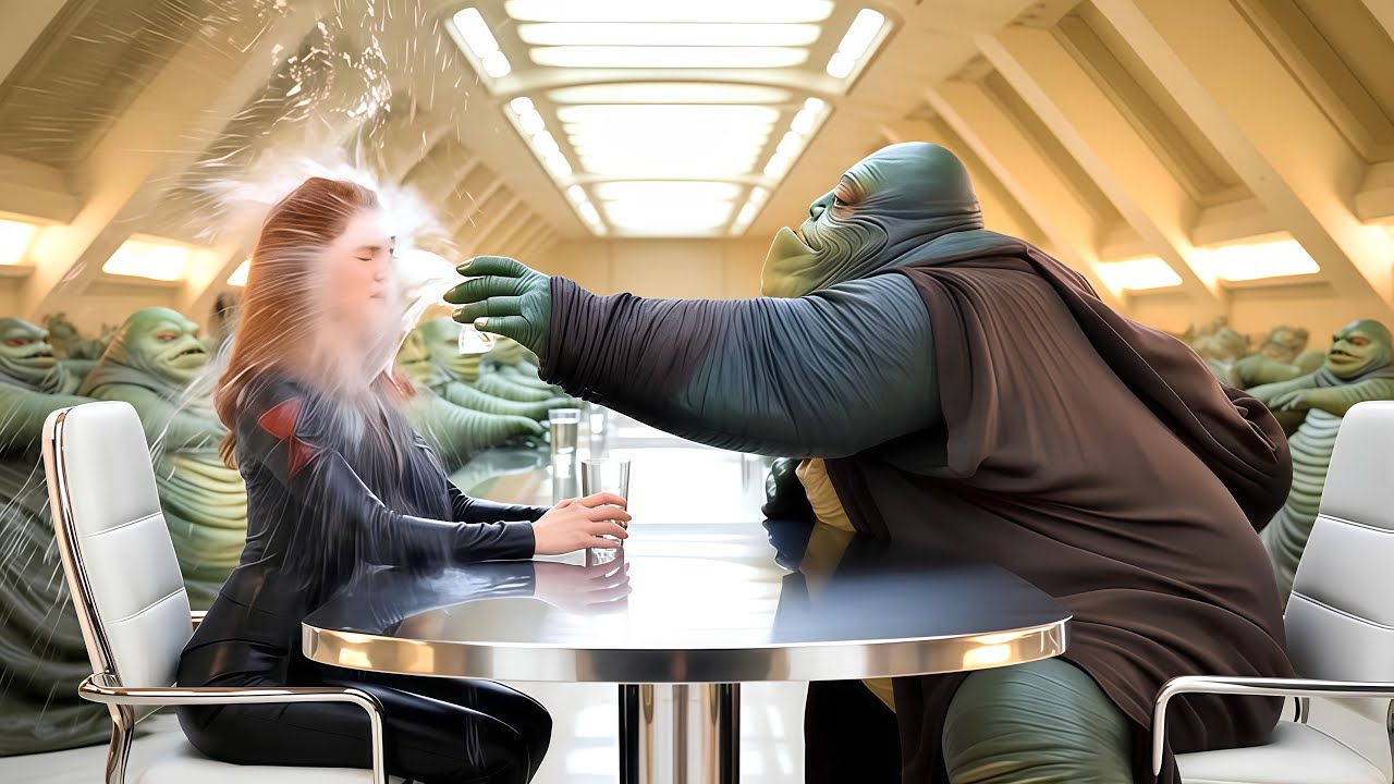 Черная Вдова захвачена Джаббой Хаттом | Сцена с супергероем от ИИ