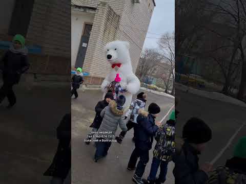 Медведь показал как нужно танцевать🔥 поздравление в детском садике в Волжском🎁 #белыймедведьволжский